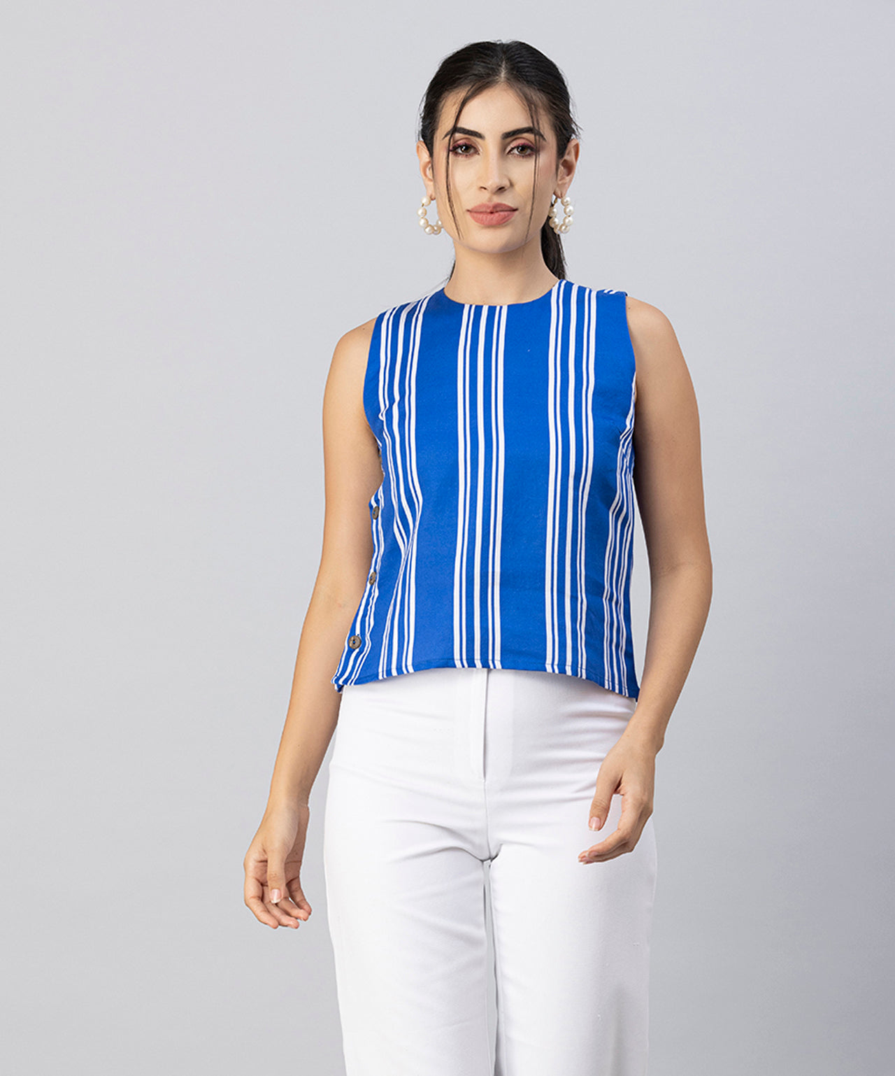 Side-Buttoned Sleeveless Top