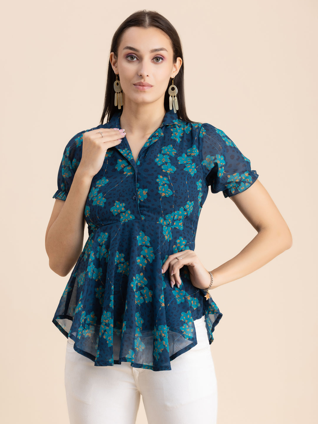 Flared Short Puff Sleeve