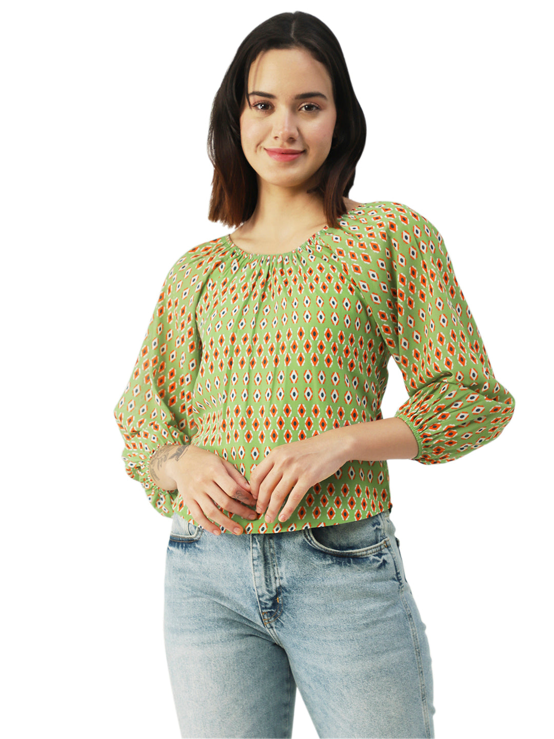 Printed Sheer Long Sleeve