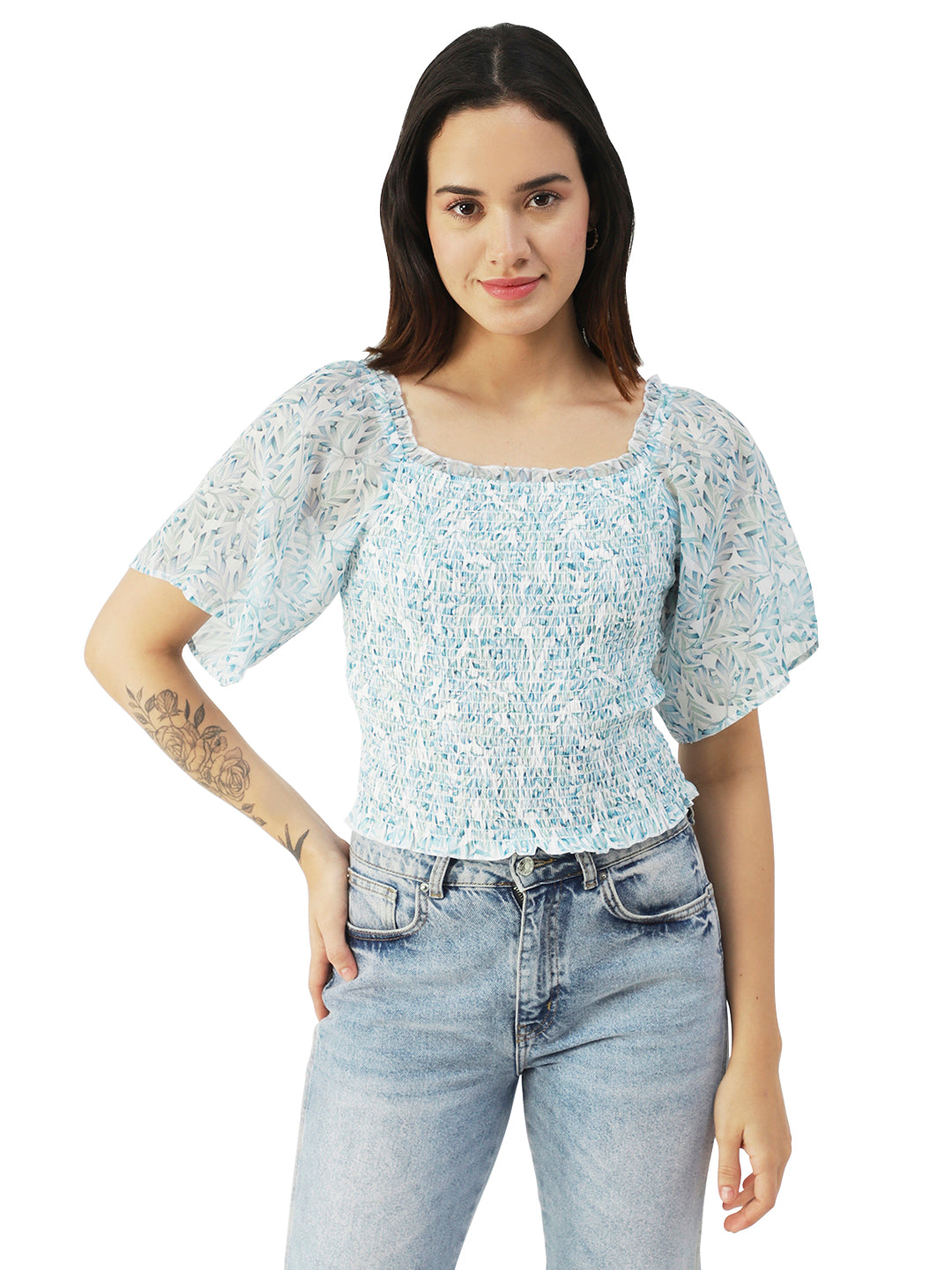 Printed Flotter Sleeve Top
