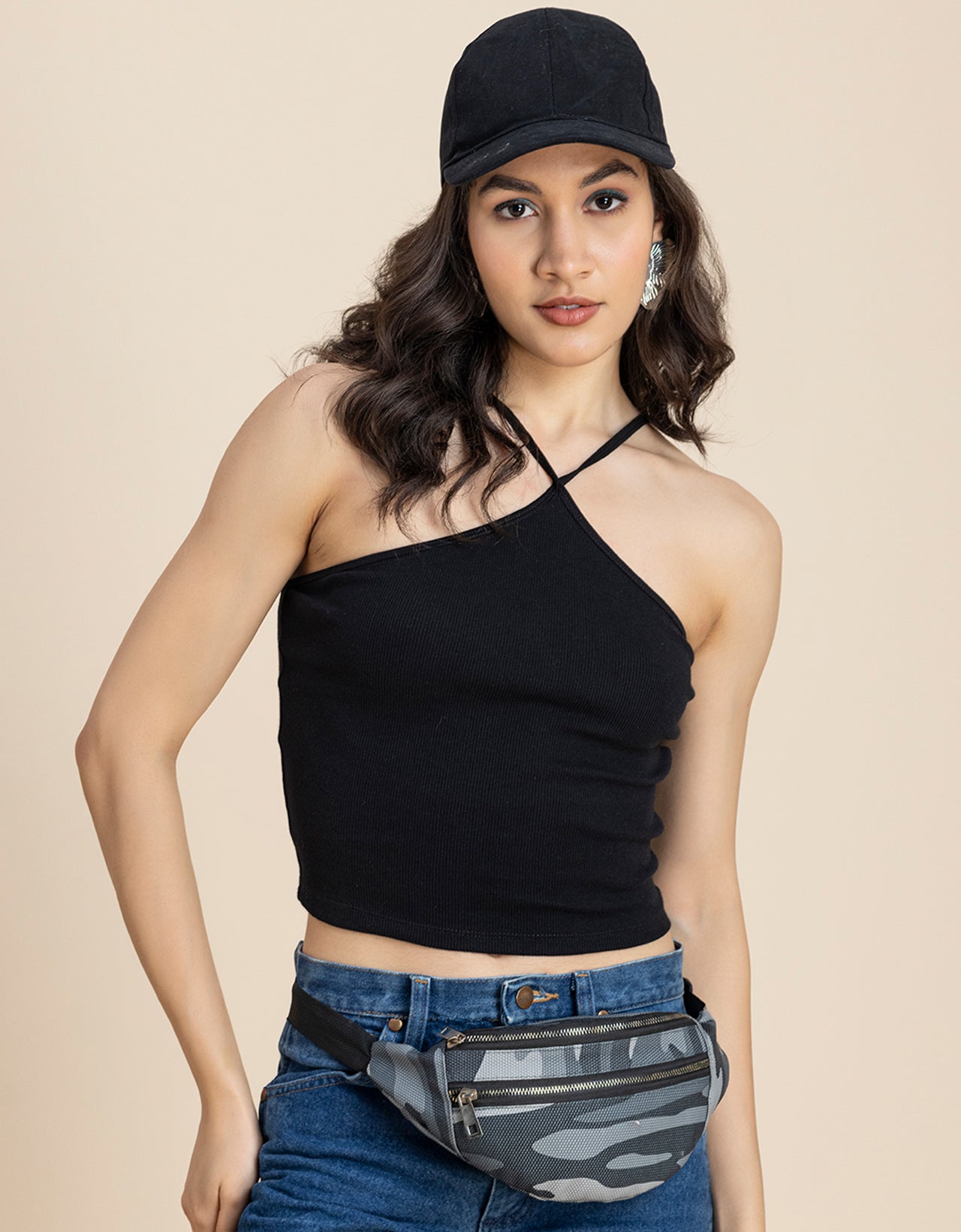 Casual Halter Neck Crop Top For Women