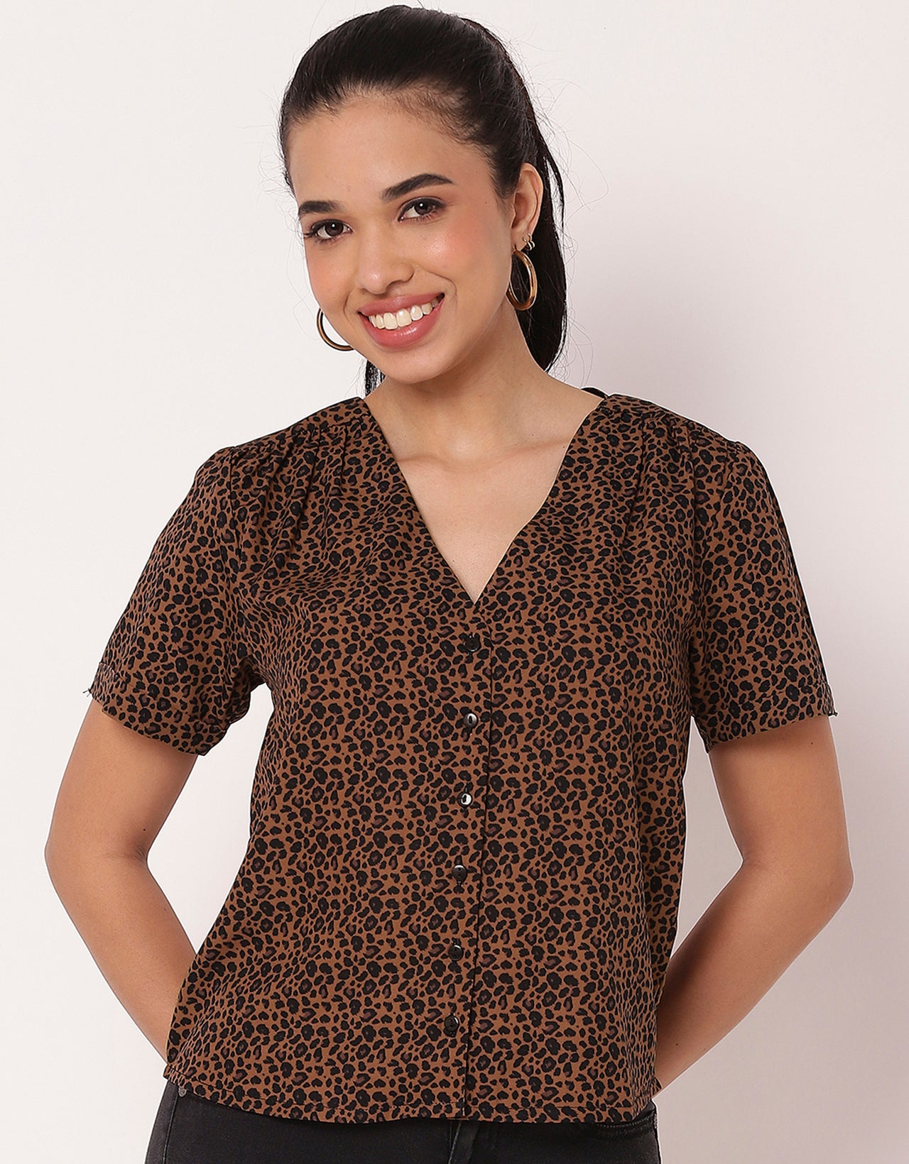 Printed Tops For Women V Neck Regular Fit Top