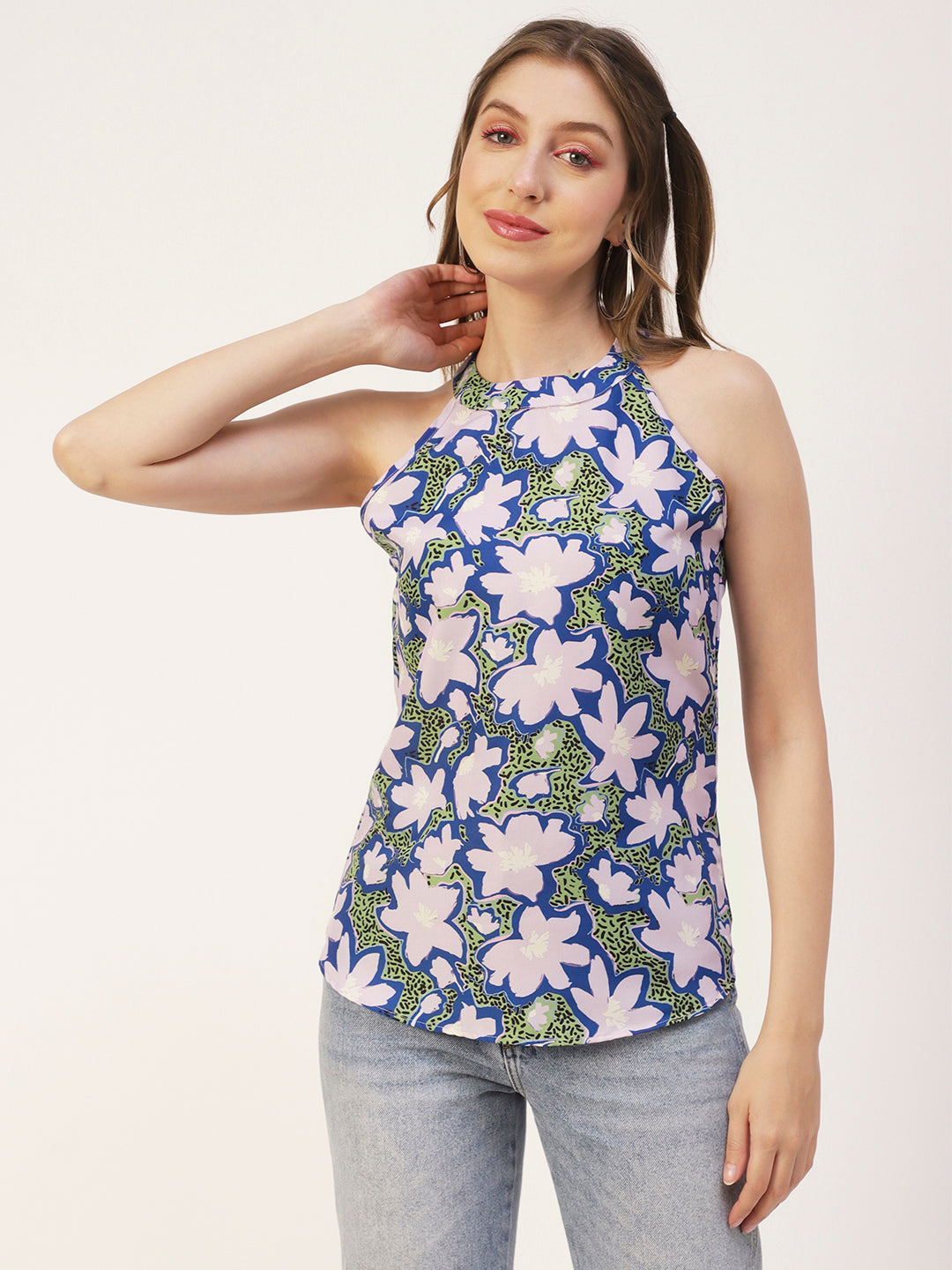 Printed Styled Back Top