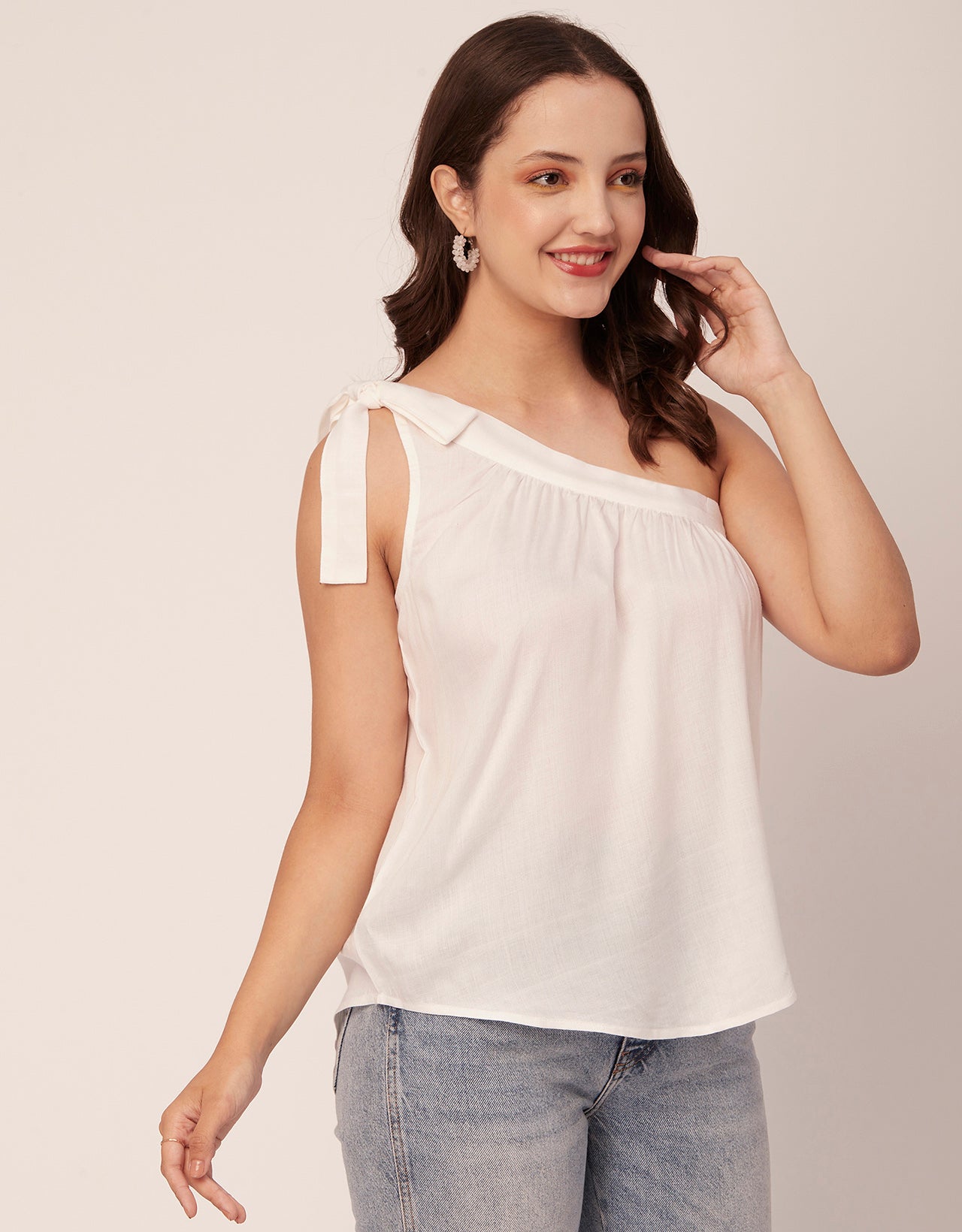 Solid One Shoulder Sexy Top