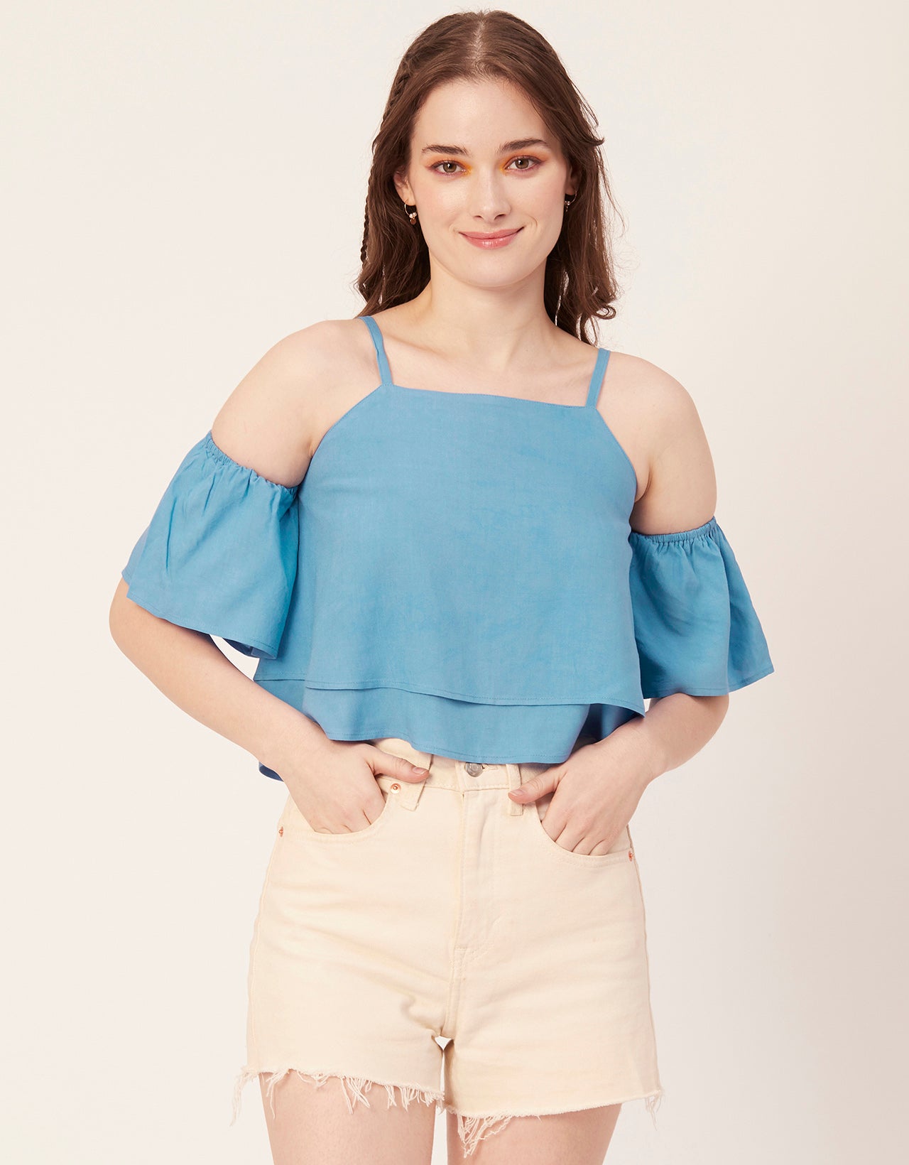 Printed Ruffled Crop Top