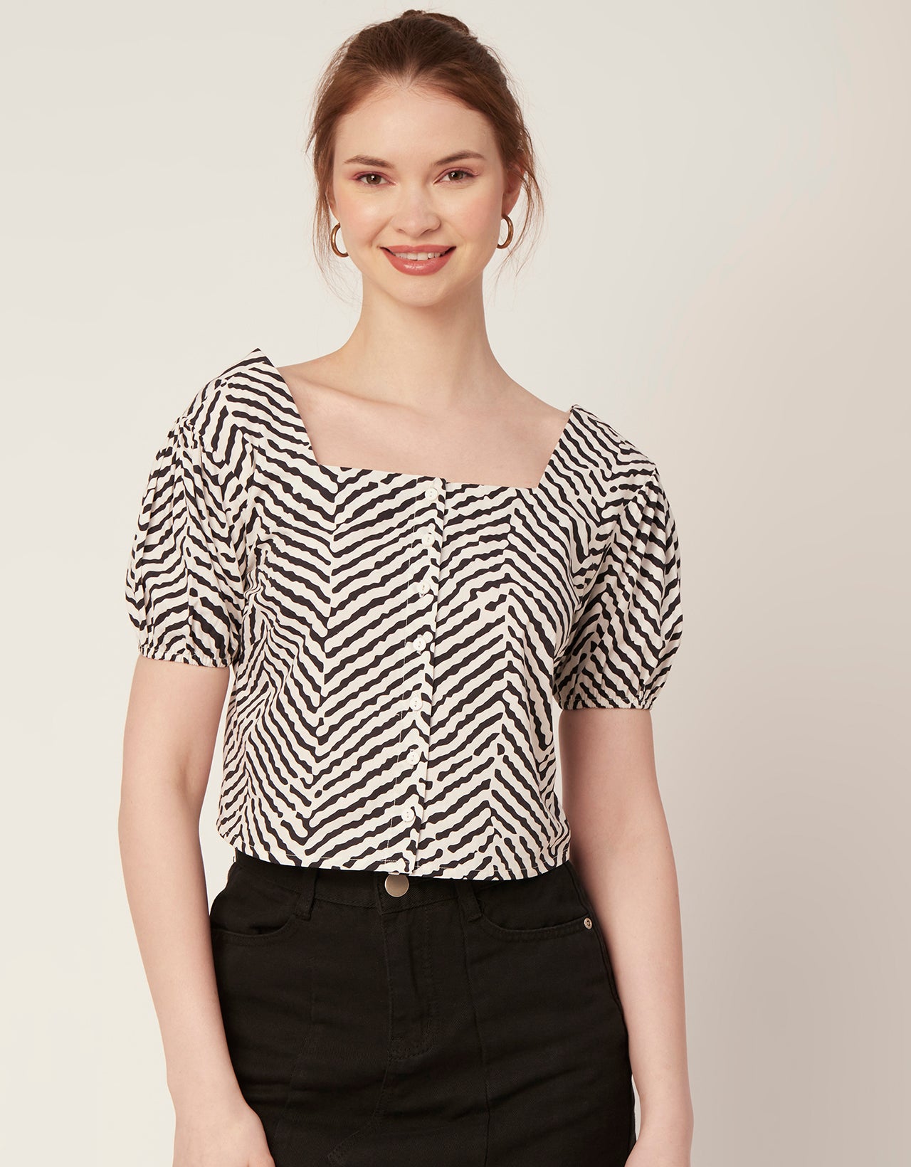 Square Neck Puff Sleeve Top
