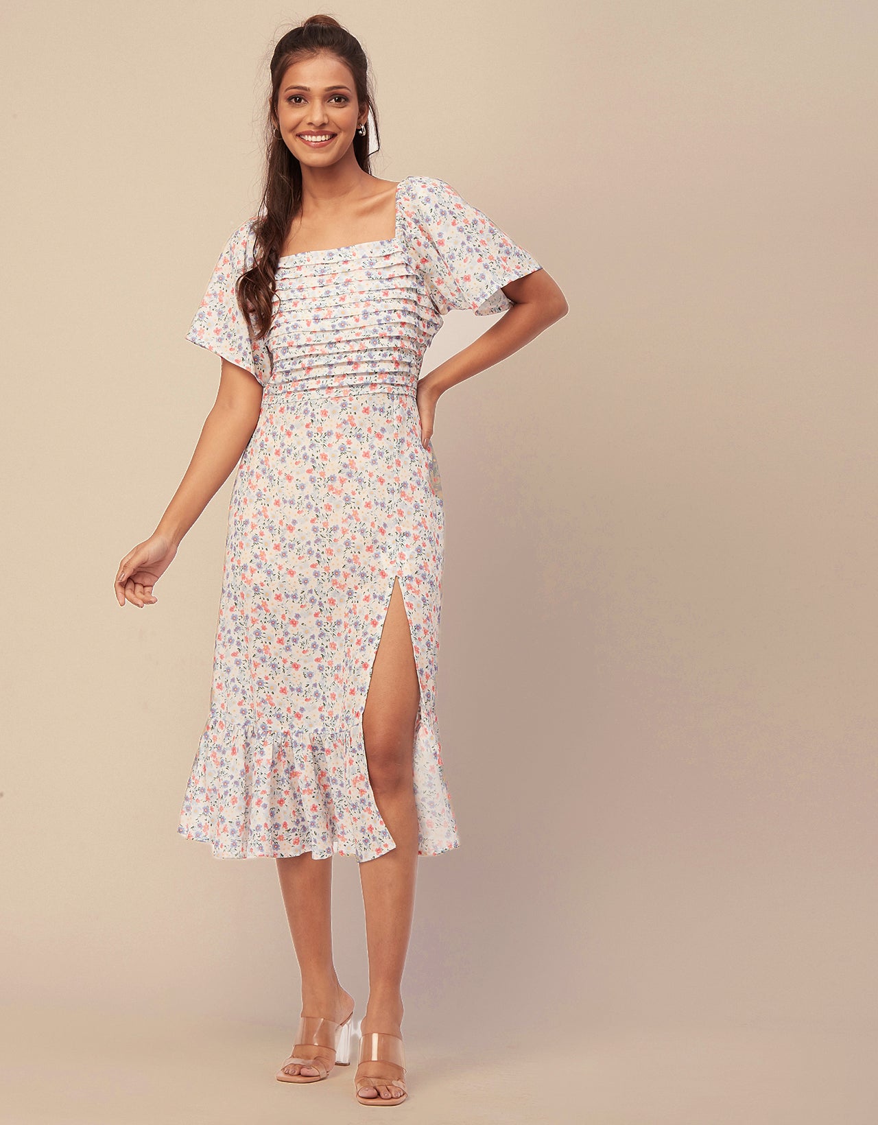 Side Slit Ruffle Dress