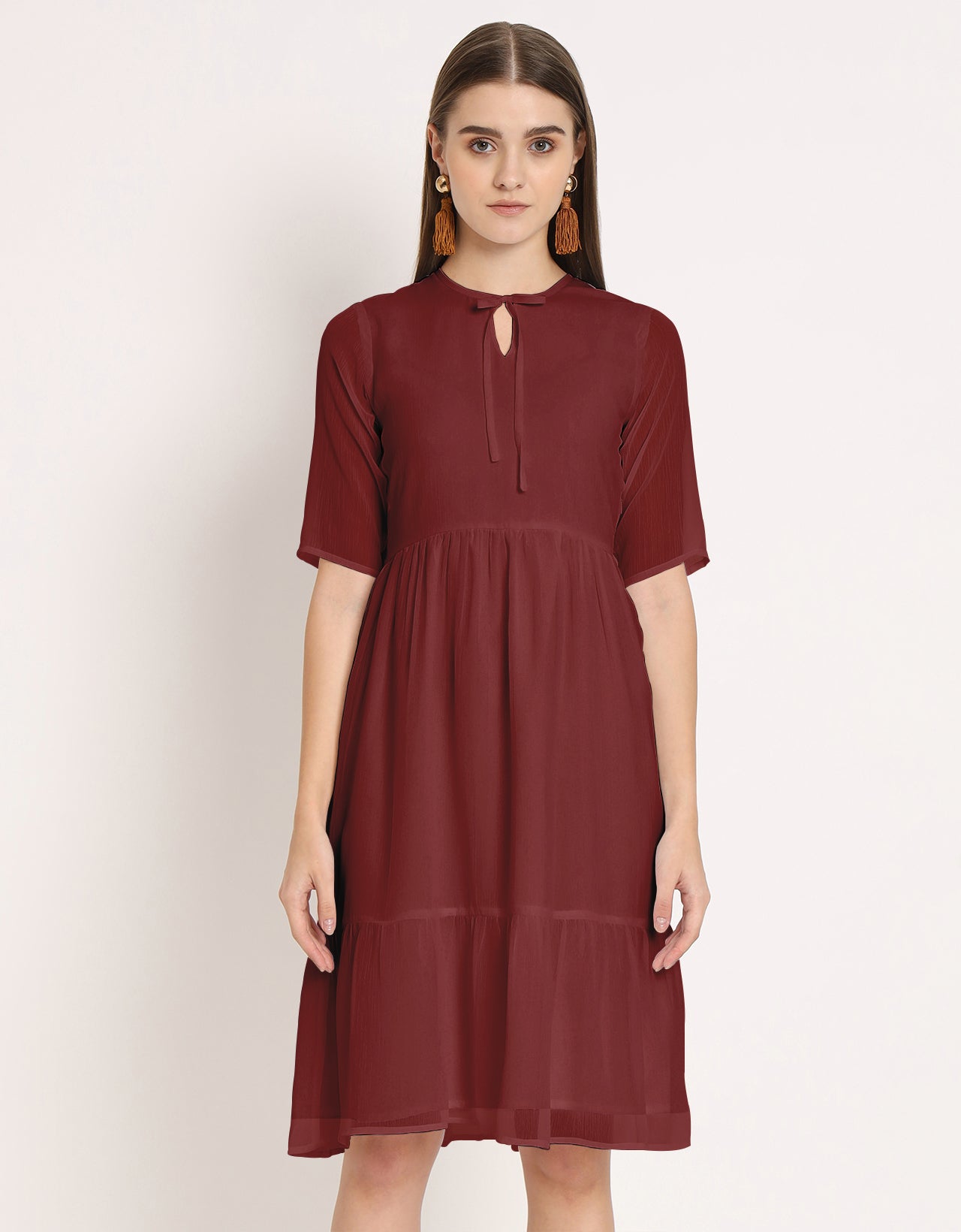 Solid Tiered Swing Dress